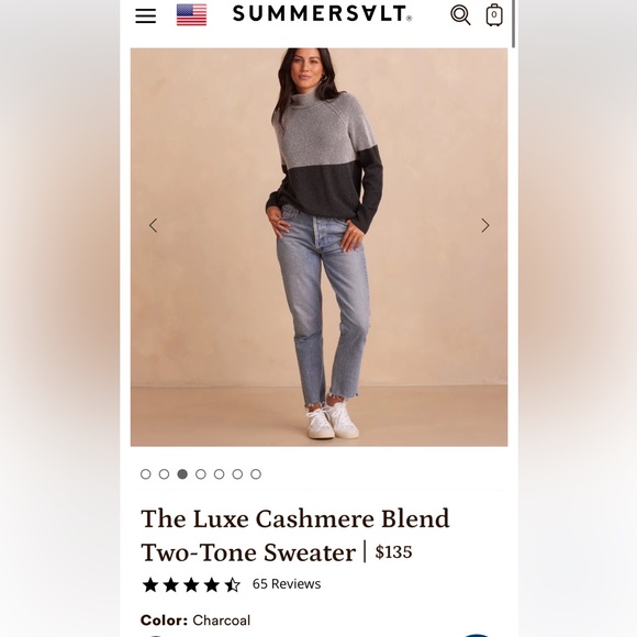 Summersalt Luxe Cashmere Blend Two Tone Sweater in Charcoal - Picture 4 of 10